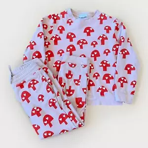 Stella McCartney Kids Sweatsuit Girls 8 Pink Mushroom & Hearts Retro Designer - Picture 1 of 11