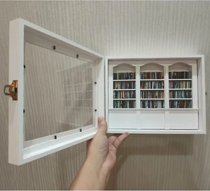 Angst Miniatur Bücherregal weiß Vitrinenregal mit 200 Minibuchmodellen Geschenk - Bild 1 von 12