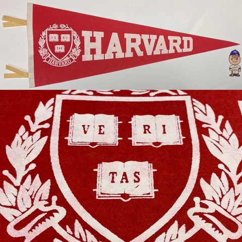 Vintage Harvard Crimson University Pennant 12x30" Cambridge Massachusetts Cover