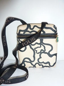 TOUS Kaos Crossbody Black and White Bear Logo Adjustable Strap Bag - Picture 1 of 7