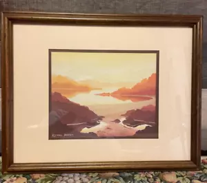 Richard Akerman Landscape Watercolor Painting Lithography Signed & Framed 16*20 - Picture 1 of 8