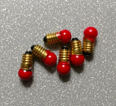 6 1449 Opaque Red Bulbs 14 Volts (AKA 1449OR, 1449-301A) Repair Parts For Lionel - Image 1 of 2