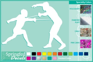 FENCING SILHOUETTE cut vinyl decal #1 car truck window Foil Sword Fight stickers - Picture 1 of 1
