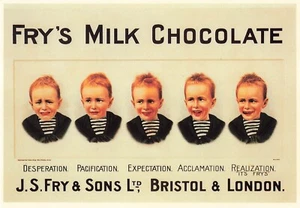 Postal de colección reimpresión AD de leche de cinco niños Cadbury Heritage Chocolate Fry's Five Boys - Imagen 1 de 2