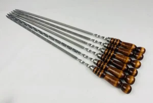 Skewers Kizlyar 3 mm stainless steel wood handle for mangal and grill (6 pcs)