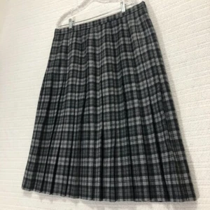 Moffat Woollens Plaid Skirt Pleated A-Line Schoolgirl Style Gray Black Size 22 - Picture 1 of 10
