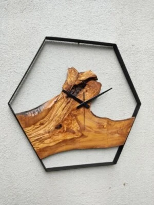 Natural Style Decorative Designer Handmade Olive Solid Wooden Wall Clock Gift - Image 1 of 4