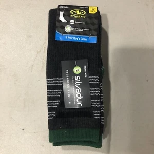 Athletic Works Boys Cushioned Crew Socks, 3-Pack Grey Size M - Picture 1 of 2