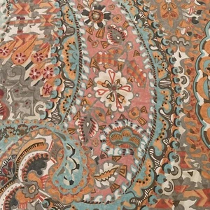 Pottery Barn Paloma Paisley Medallion Orange Aqua Salmon Duvet King - Picture 1 of 9