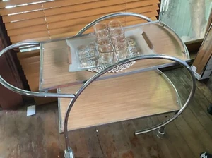ART DECO CHROME RANLEIGH ? ENGLAND 2 TIER DRINKS TROLLEY PICK UP GLADESVILLE - Picture 1 of 4