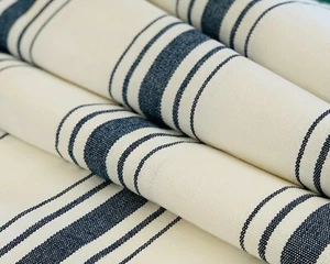 Farmhouse Stripe Navy and White Upholstery Fabric - Picture 1 of 9