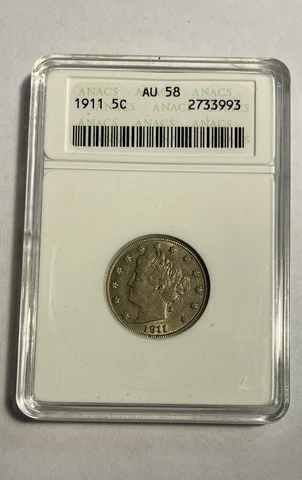 1911 Liberty Head Nickel ANACS AU 58 Cover