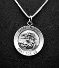 St Michael Sterling Silver Medal pendant with 20" sterling silver necklace