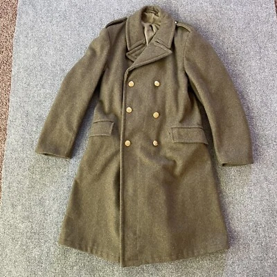 Chaqueta del Ejército Belga Hombres Mediana Verde Lana Muralla León Librea Botón Gran Abrigo Foto 1 de 4