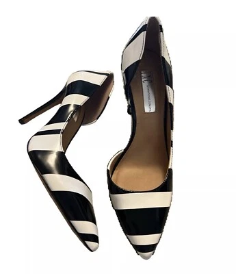 Inc International Concepts Tacones Talla 7 1/2M Negro/Blanco Patente Rayas Foto 1 de 4