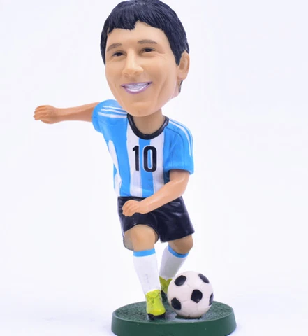 NEW Top Quality Resin Soccer Star Argentina Messi Bobblehead Figure Height 18CM Cover