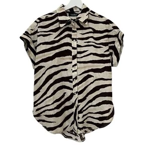 Lauren Ralph Lauren Animal Print Linen Button Down Shirt size SP - Picture 1 of 8