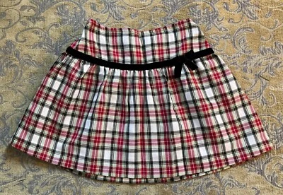 Hartstrings Girls Plaid Skirt Size 6X Black Velvet Trim and Bow - Image 1 of 3