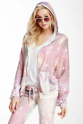 Wildfox Fireworks Cuatro de Julio Rosa Púrpura Y2K Cremallera Sudadera con Capucha Cárdigan Suéter Foto 1 de 4