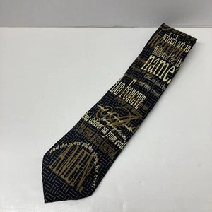 Eagles Wings Mens Neck Tie Lord's Prayer Black Grey w/Gold Letter Design 60”x4" - Picture 1 of 6