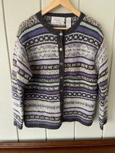 Vintage Portraits by Northern Isles Nordic Fair Isle Wool Blend Cardigan - Large - Picture 1 of 5