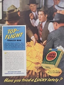 1939 Lucky Strikes Cigarettes Fortune Mag Print Ad Top Flight Tobacco Man Leaf - Bild 1 von 2