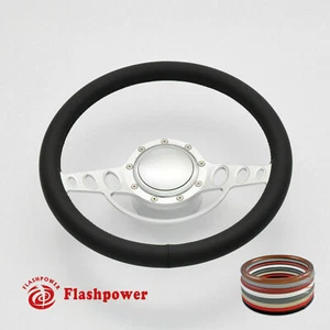 Volante Billet satinado de 15,5" envoltura completa con botón de bocina y adaptador - Imagen 1 de 8