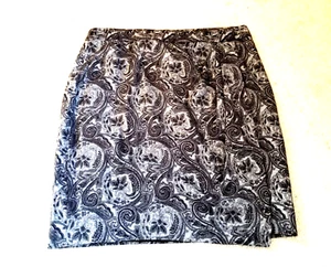 Womens Skirt-TALBOTS-black/grey paisley wool blend straight wrap lined-16 - Picture 1 of 4