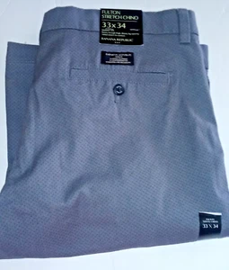 Pantalones Banana Republic Fulton Para Hombre 33X34 Gris Elastizados Ajustados Chino Algodón - Imagen 1 de 5