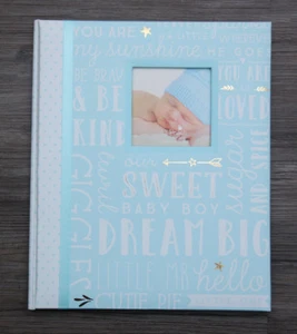 Pearhead L'il Peach Baby Boy Memory Book~Blue, White & Gold~Dream Big~Wordplay ~ - Picture 1 of 12