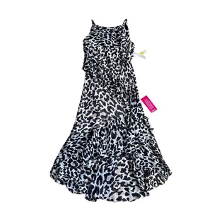 NWT Eliza J Leopard Print Flowy Ruffle Shimmer Chiffon Tiered Dress Size 14 - Picture 1 of 12