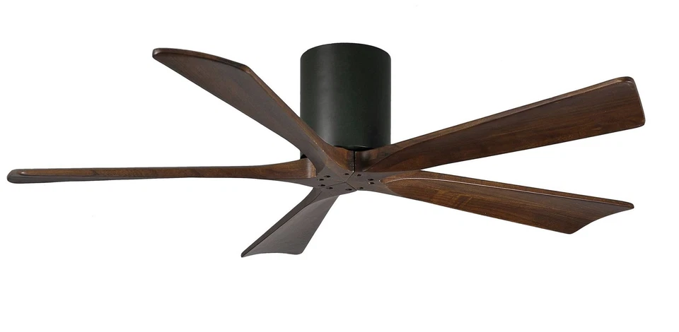 52" Matthews Irene-5H Black and Walnut Hugger Ceiling Fan with Remote - Image 1 of 1