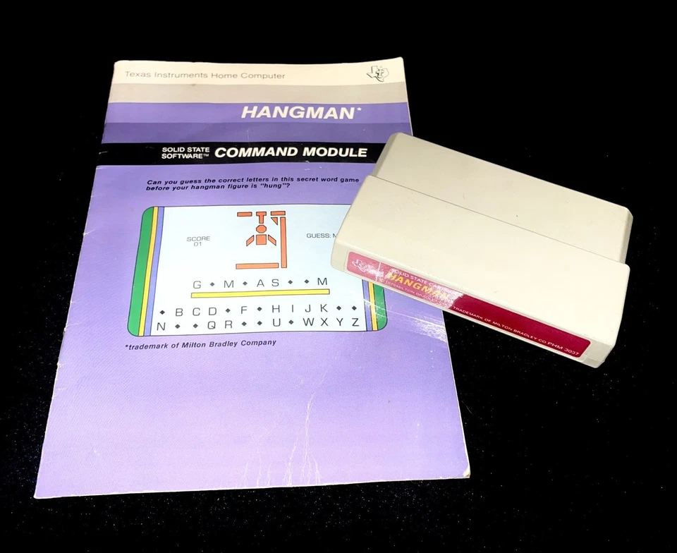 Texas Instruments “Hangman” (1979) – Cartridge + Manual - Image 1 of 1