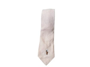 Polo Ralph Lauren Tie Mens Linen Made in USA Embroidered Pony Hand Made Classic - Picture 1 of 7