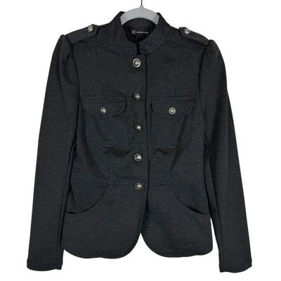 Casaco militar feminino INC International Concepts XS cinza elástico botão frontal - Imagem 1 de 4