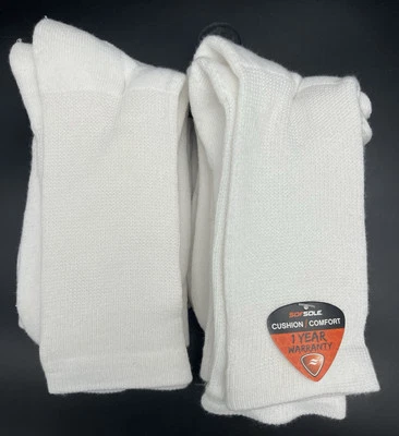 Nuevo SofSole Cómodo Informal Cojín Crew Calcetines Atléticos Blanco Hombres Mediano 6 Pares Foto 1 de 4