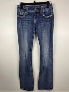 Miss Me Easy Boot Cut Jeans Women's Tag Size 27 Low Rise Blue Denim - Picture 1 of 7
