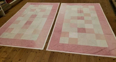 Pair of Vintage Floral Quilt Single Bedspread - Possibly Handmade - Pink Quilted - Image 1 of 4