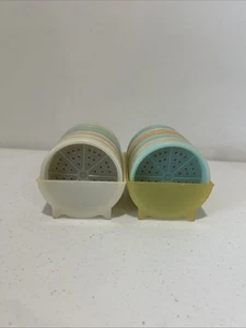 Vintage 2 x Set Of 6 Tupperware Wagon Wheels Coasters In White Plastic Holder - Picture 1 of 9