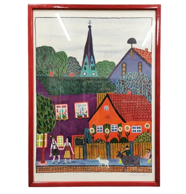 EDUARD ODENTHAL Farb Serigraphie signiert Naive Kunst Lithographie von 200 Köln - Bild 1 von 4