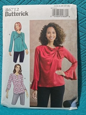 Butterick Pattern B6712 A5  Misses Top Blouse Loose Fitting Sizes 6-14 UNCUT - Image 1 of 4