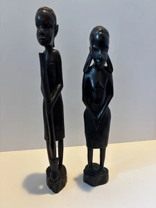 African Wood Carved Man And Woman From Tanzania - Picture 1 of 10