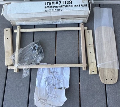 Sit-on Stitch Split Rail Needlework Wood Scroll Adjustable Height Frame NOB - Image 1 of 4