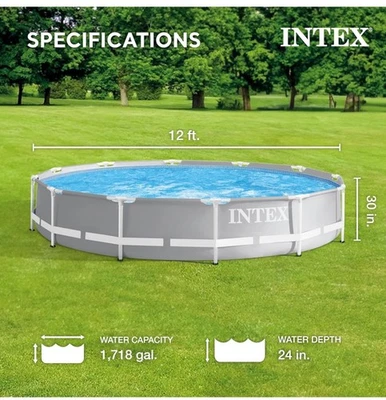 Intex 26711EH Prism Frame Premium Above Ground Swimming Pool Set: 12ft x 30in –  - Image 1 of 3
