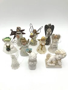 Lote de 10 estatuillas de ángel de colección vidrio lefton cerámica 3” - 4,5” adornos campana Navidad - Imagen 1 de 23