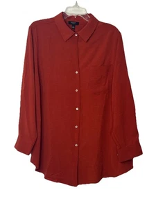 Haver London Button Up Blouse Women’s Sz 1X Burnt Orange Polyester Collared NWT - Picture 1 of 12