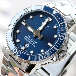 Reloj de buceo Tissot Seastar 1000 Powermatic 80 elegante esfera azul 43 mm - Imagen 1 de 12