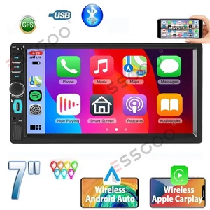 7" Car Stereo Double 2 Din Bluetooth Apple Carplay & Android Auto Play USB Radio - Picture 1 of 15