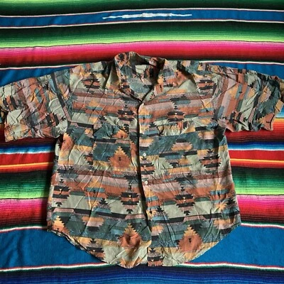 Vintage Swell Men’s Silk Shirt Size XL southwest Aztec Pattern Multicolor - Image 1 of 4