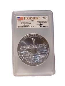 2011 Gettysburg 5 Oz. SILVER PCGS MS69DMPL FIRST STRIKE Signed Mercanti - Picture 1 of 5